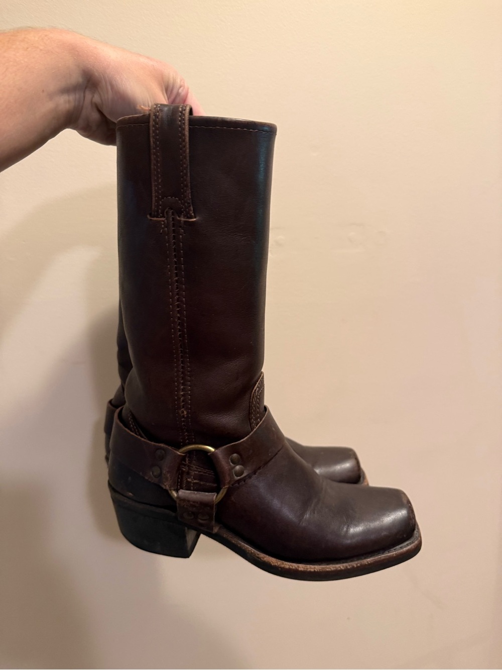 FRYE Harness Brown Leather Boots 6.5 - Picture 9 of 10